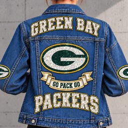 Green Bay Packers Denim Jacket - Full Back View