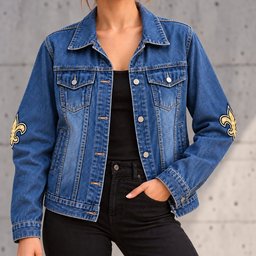 New Orleans Saints Denim Jacket - Front View