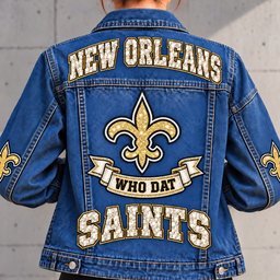 New Orleans Saints Denim Jacket - Full Back View