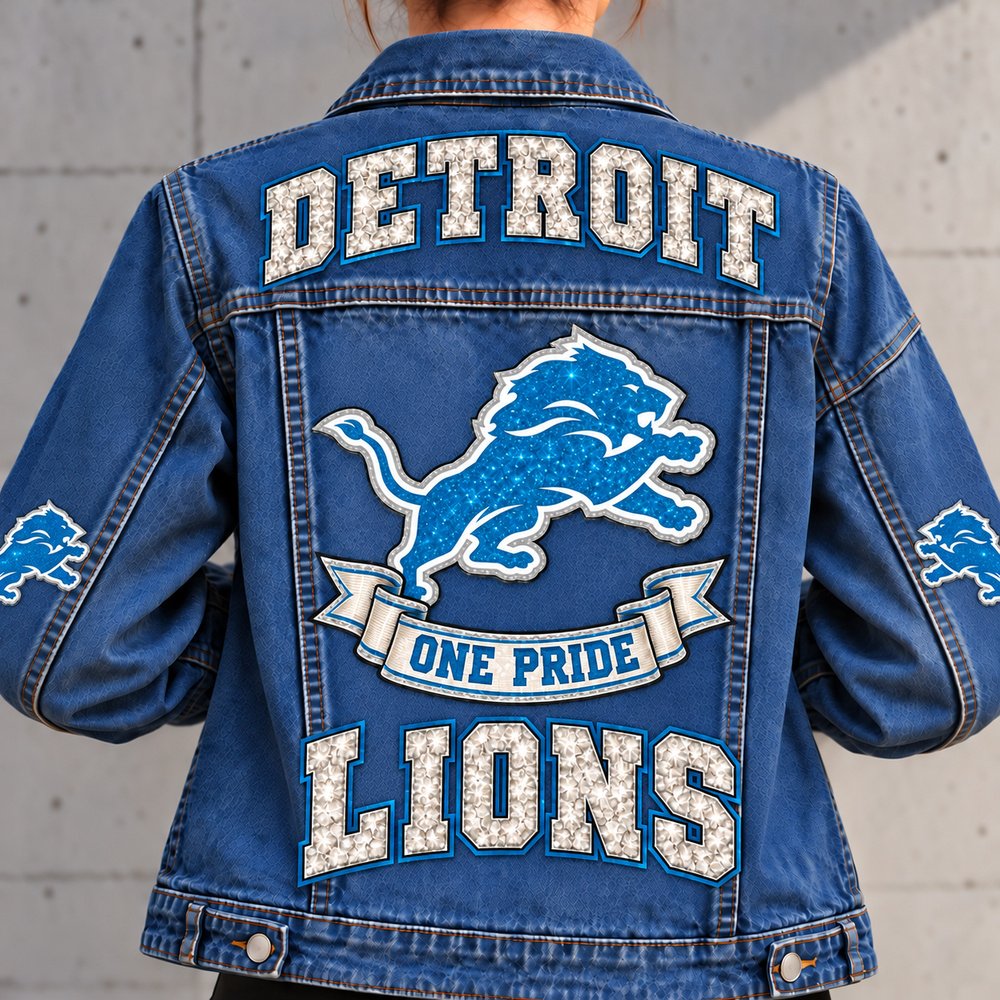 Detroit Lions Denim Jacket - Full Back View
