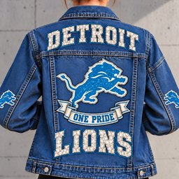 Detroit Lions Denim Jacket - Full Back View