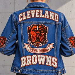 Cleveland Browns Denim Jacket - Full Back View