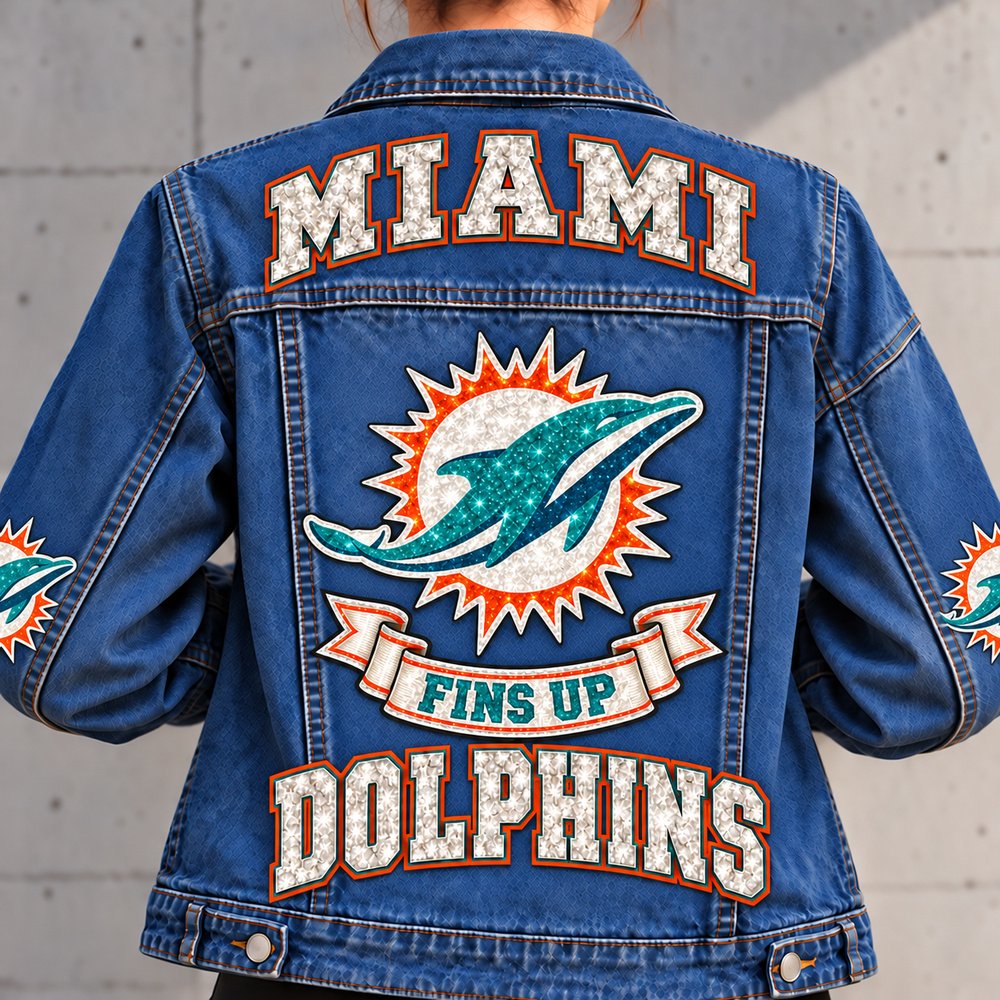Miami Dolphins Denim Jacket - Full Back View