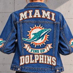 Miami Dolphins Denim Jacket - Full Back View