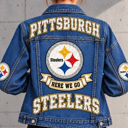 Pittsburgh Steelers Denim Jacket - Full Back View