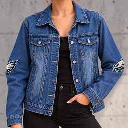 Philadelphia Eagles Denim Jacket - Front View