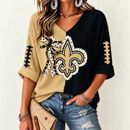 New Orleans Saints Women's Two-Tone V-Neck T-Shirt