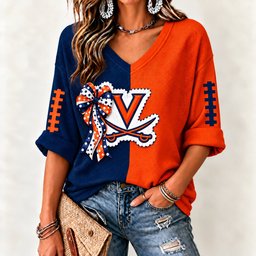 Virginia Cavaliers Women's Two-Tone V-Neck T-Shirt