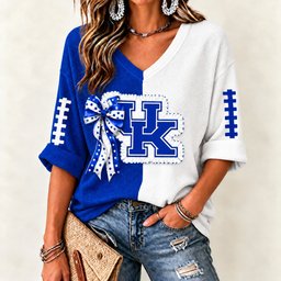 Kentucky Wildcats Women's Two-Tone V-Neck T-Shirt