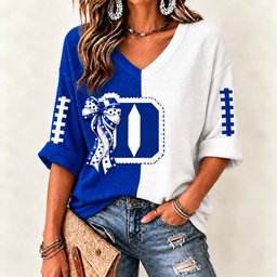 Duke Blue Devils Women's Two-Tone V-Neck T-Shirt