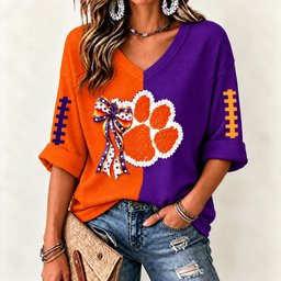Clemson Tigers Women's Two-Tone V-Neck T-Shirt