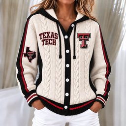 TX Tech Red Raiders Women's Hooded Button Sweatshirt NKS051