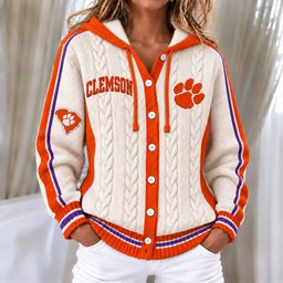 Clemson Tigers Women's Hooded Button Sweatshirt NKS051