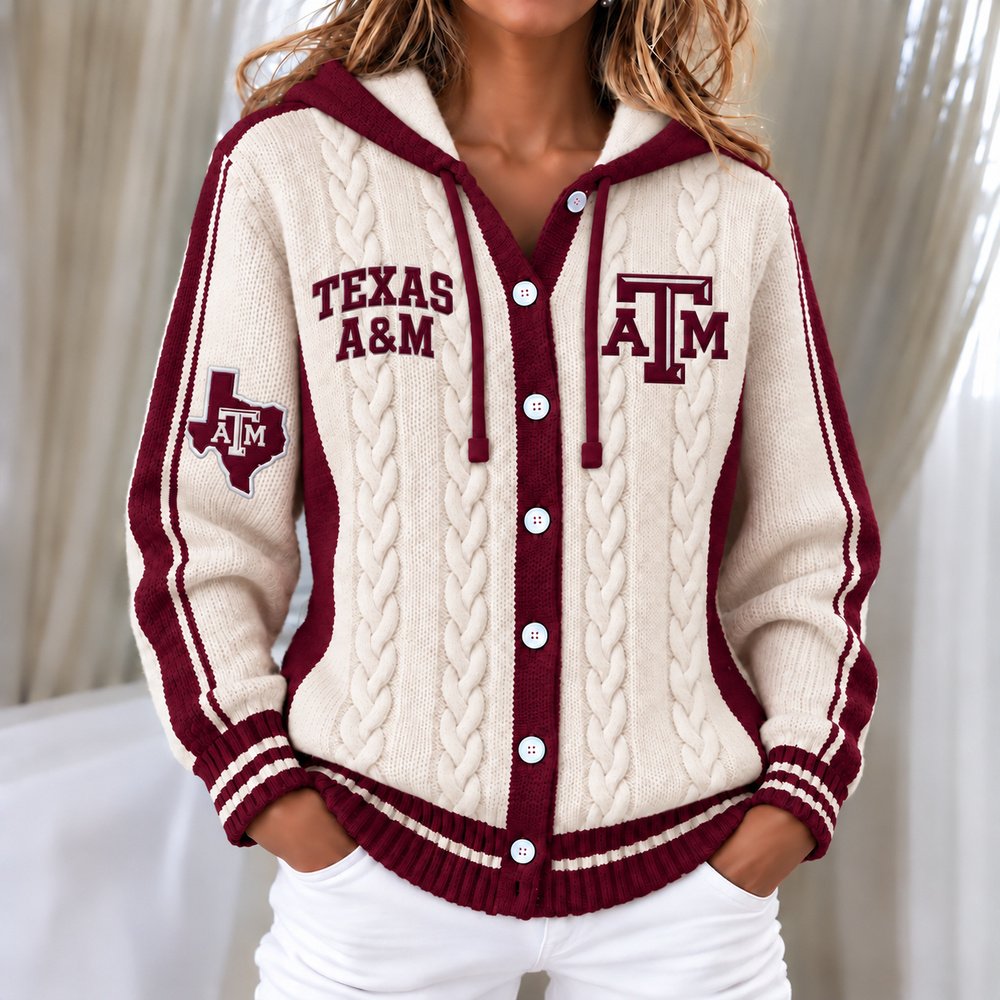 TX A&M Aggies Women's Hooded Button Sweatshirt NKS051