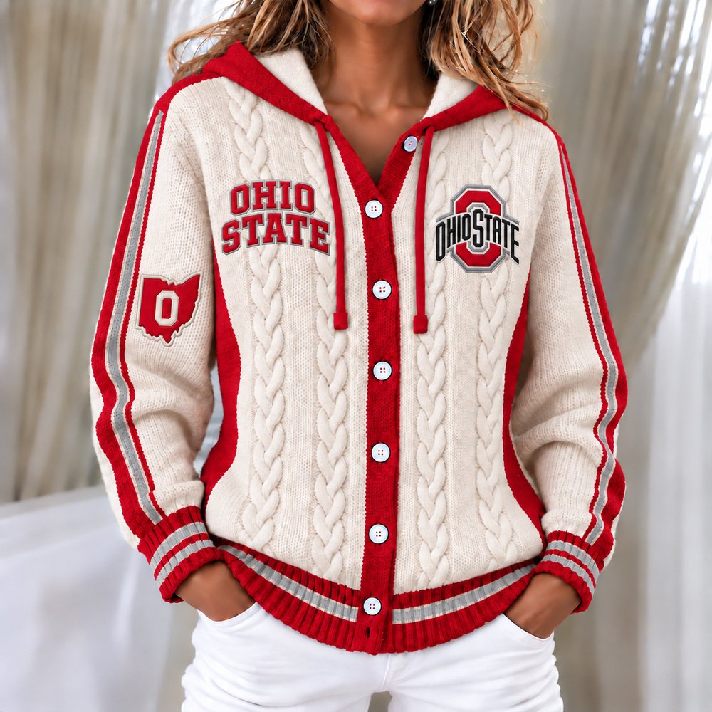 Ohio State Buckeyes Women's Hooded Button Sweatshirt NKS051
