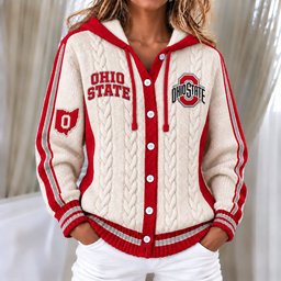 Ohio State Buckeyes Women's Hooded Button Sweatshirt NKS051