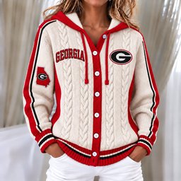 Georgia Bulldogs Women's Hooded Button Sweatshirt NKS051