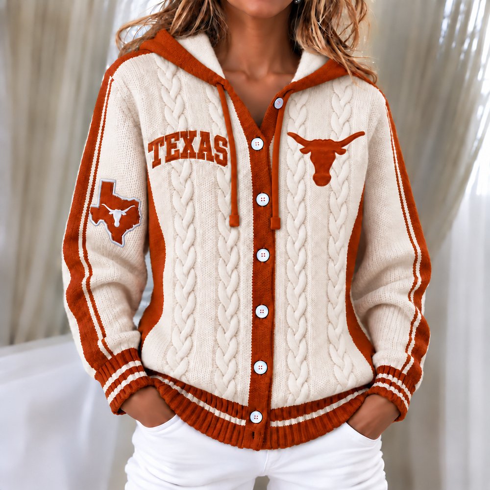 TX Longhorns Women's Hooded Button Sweatshirt NKS051