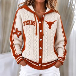 TX Longhorns Women's Hooded Button Sweatshirt NKS051