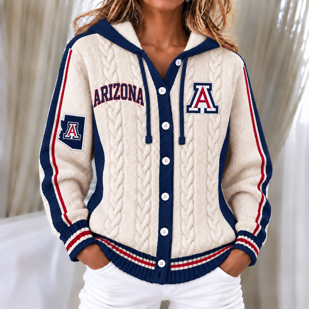 AZ Wildcats Women's Hooded Button Sweatshirt NKS051