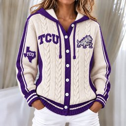 TCU Horned Frogs Women's Hooded Button Sweatshirt NKS051