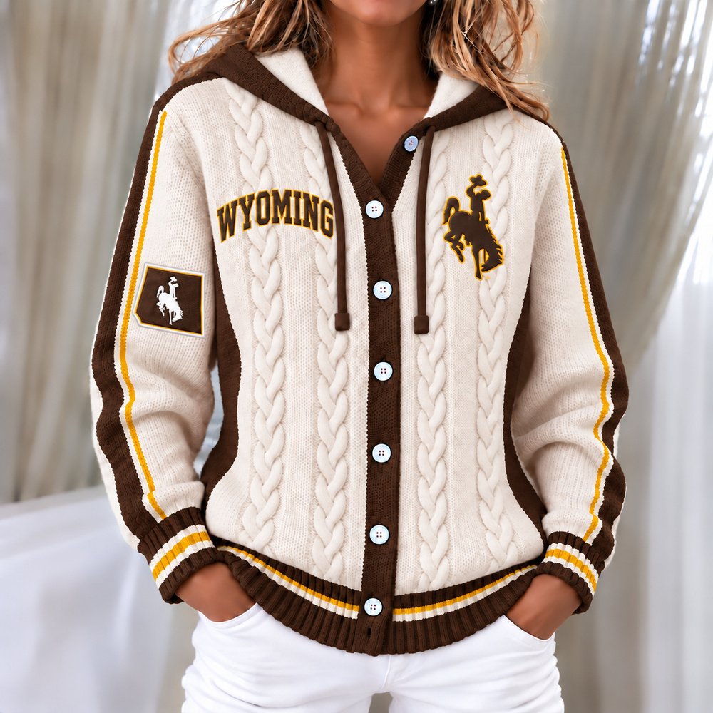 Wyoming Cowboys Women's Hooded Button Sweatshirt NKS051