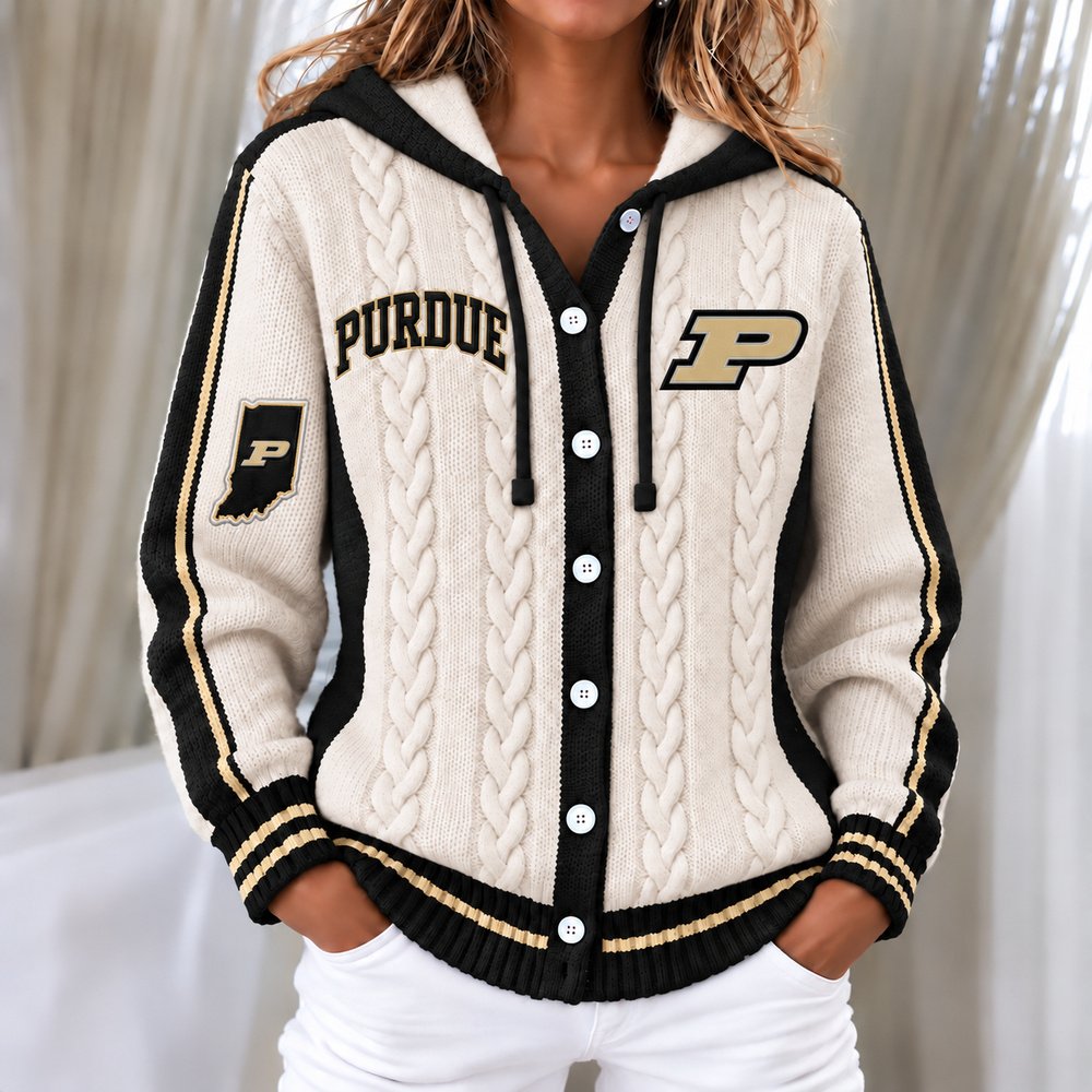 Purdue Boilermakers Women's Hooded Button Sweatshirt NKS051
