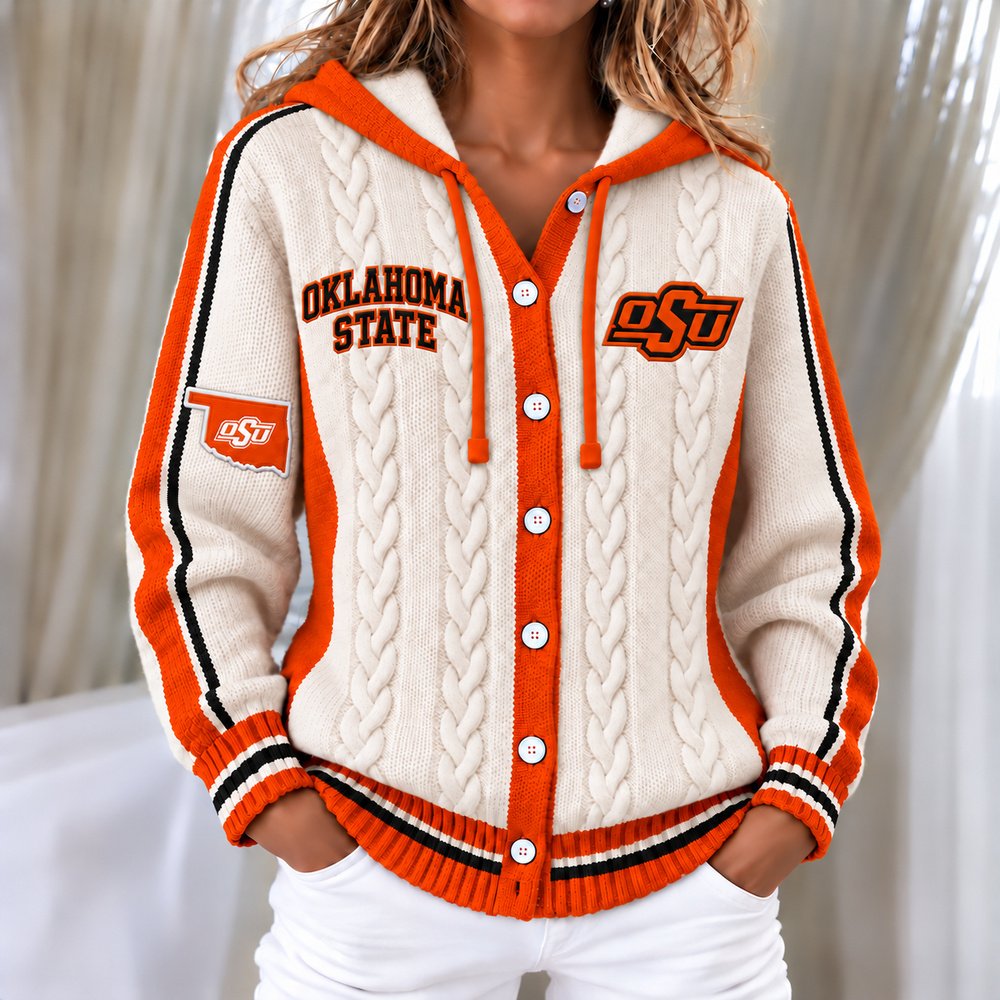 Oklahoma State Cowboys Women's Hooded Button Sweatshirt NKS051