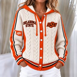 Oklahoma State Cowboys Women's Hooded Button Sweatshirt NKS051