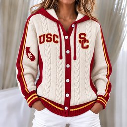 USC Trojans Women's Hooded Button Sweatshirt NKS051
