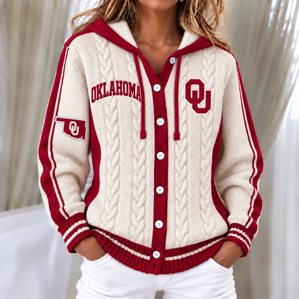 Oklahoma Sooners Women's Hooded Button Sweatshirt NKS051