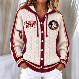 Florida State Seminoles Women's Hooded Button Sweatshirt NKS051