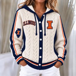 Illinois Fighting Illini Women's Hooded Button Sweatshirt NKS051
