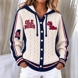 Ole Miss Rebels Women's Hooded Button Sweatshirt NKS051