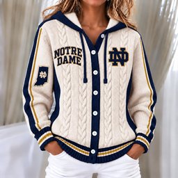 Notre Dame Fighting Irish Women's Hooded Button Sweatshirt NKS051