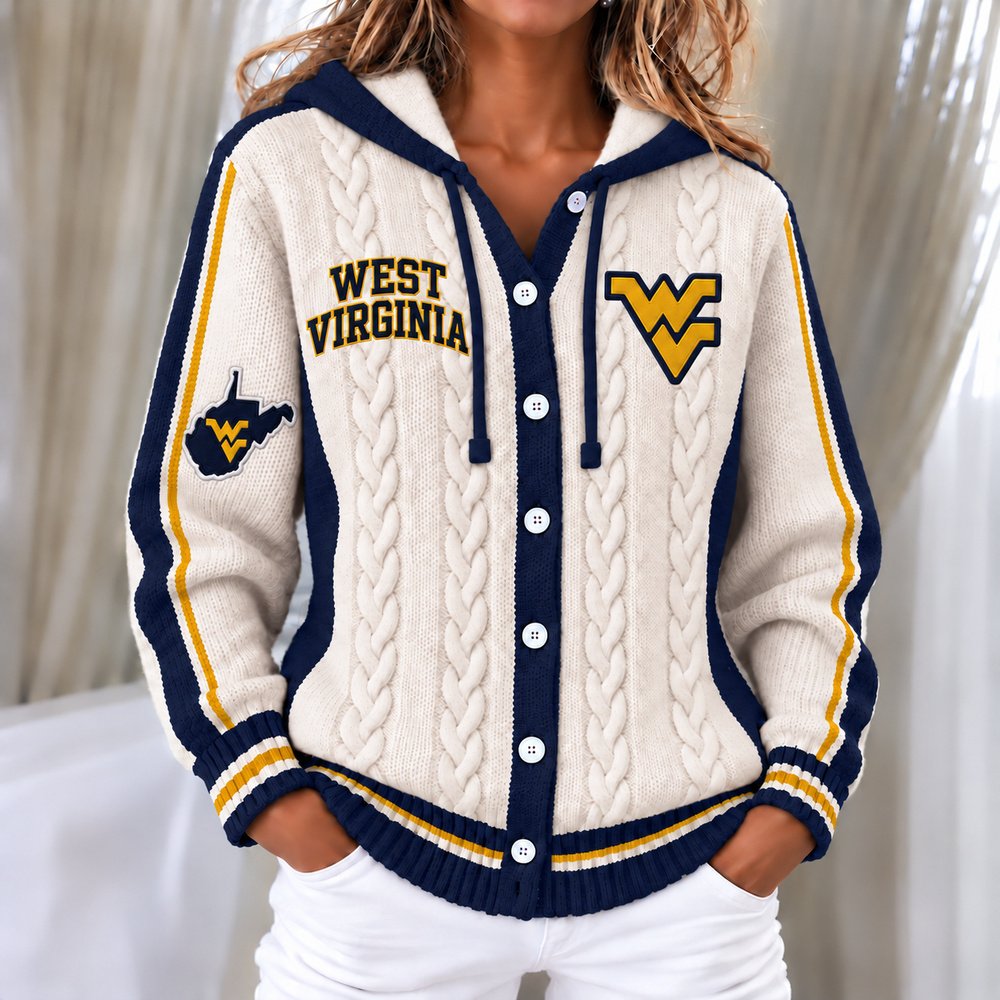 West Virginia Mountaineers Women's Hooded Button Sweatshirt NKS051