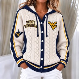 West Virginia Mountaineers Women's Hooded Button Sweatshirt NKS051