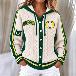 Oregon Ducks Women's Hooded Button Sweatshirt NKS051