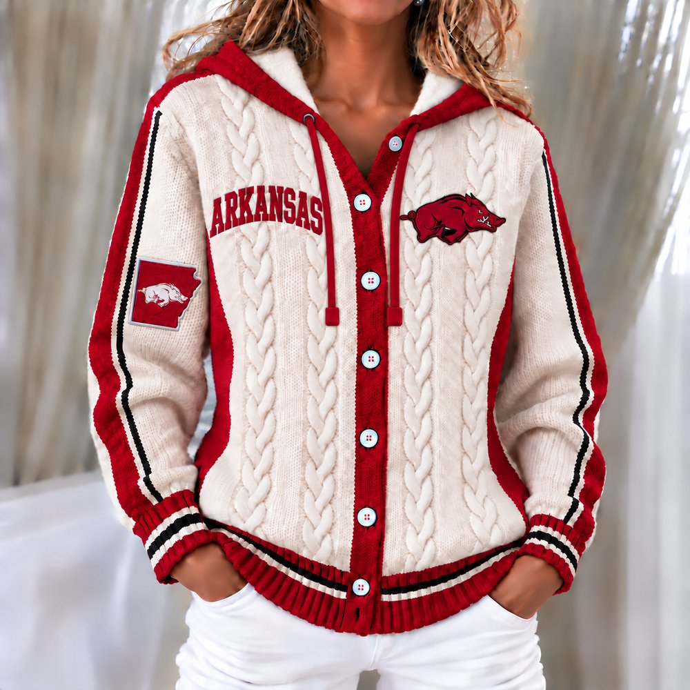 Arkansas Razorbacks Women's Hooded Button Sweatshirt NKS051