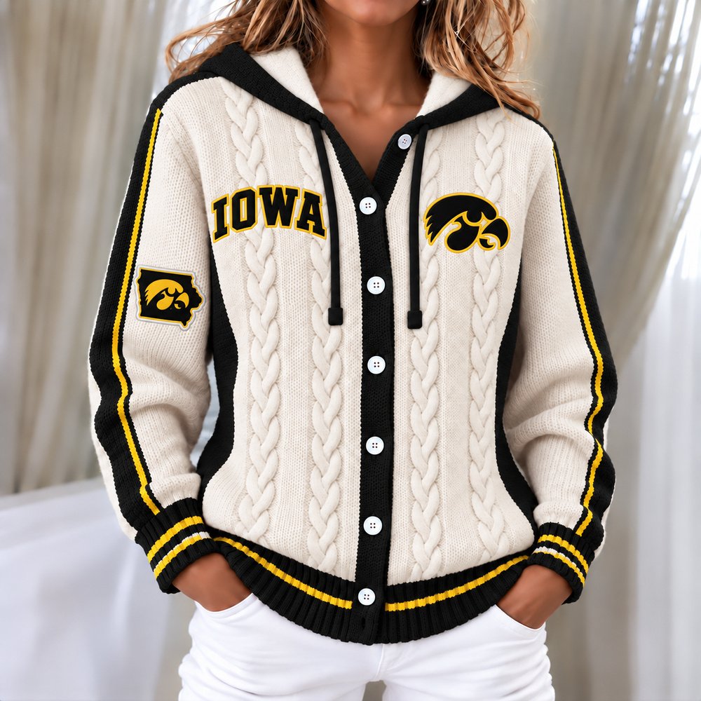 Iowa Hawkeyes Women's Hooded Button Sweatshirt NKS051
