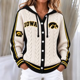 Iowa Hawkeyes Women's Hooded Button Sweatshirt NKS051
