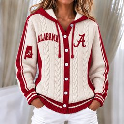 Alabama Crimson Tide Women's Hooded Button Sweatshirt NKS051