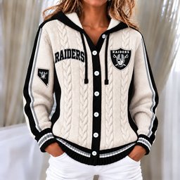 Las Vegas Raiders Women's Hooded Button Sweatshirt NKS051