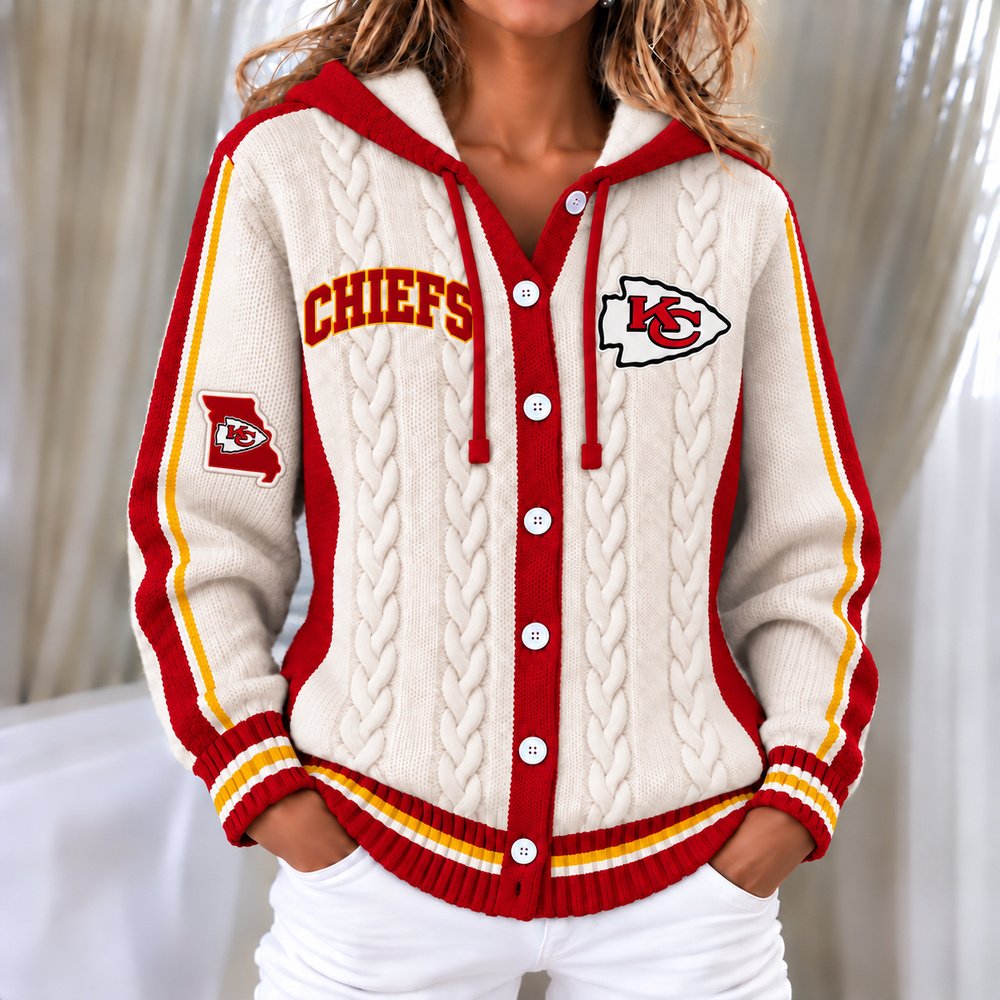 Kansas City Chiefs Women's Hooded Button Sweatshirt NKS051