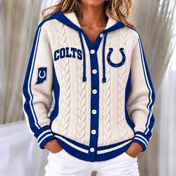 Indianapolis Colts Women's Hooded Button Sweatshirt NKS051