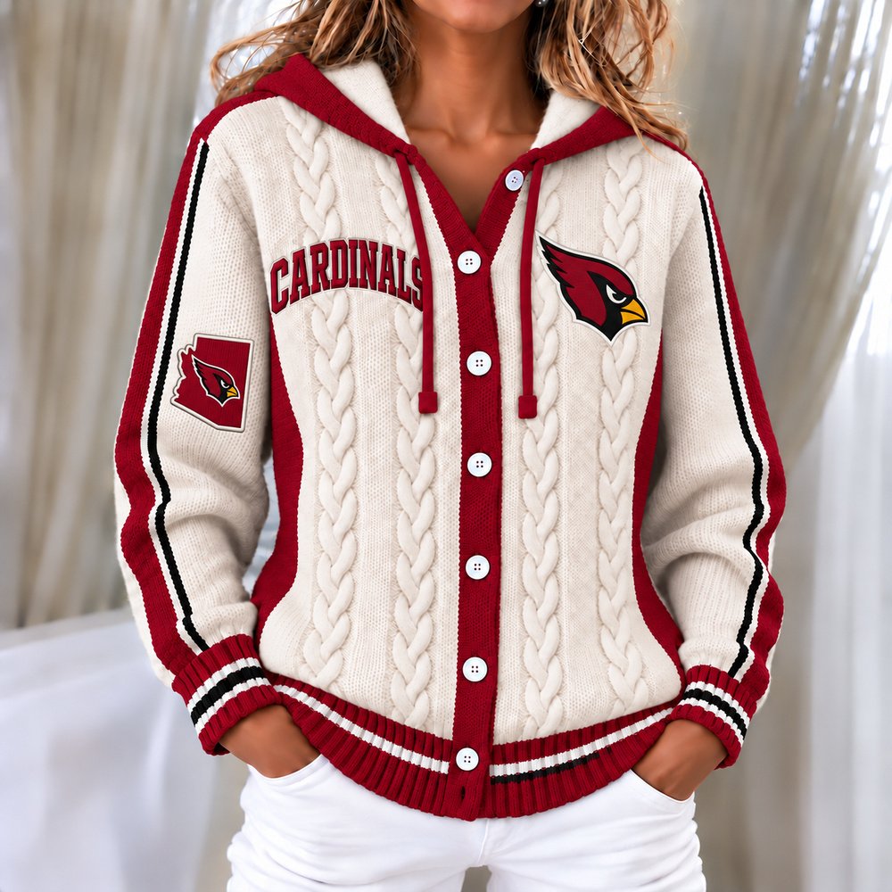 Arizona Cardinals Women's Hooded Button Sweatshirt NKS051