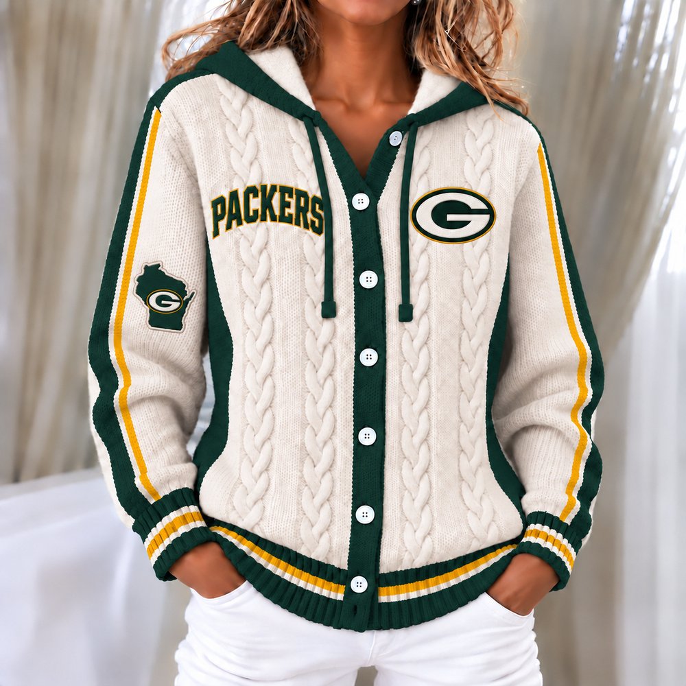 Green Bay Packers Women's Hooded Button Sweatshirt NKS051