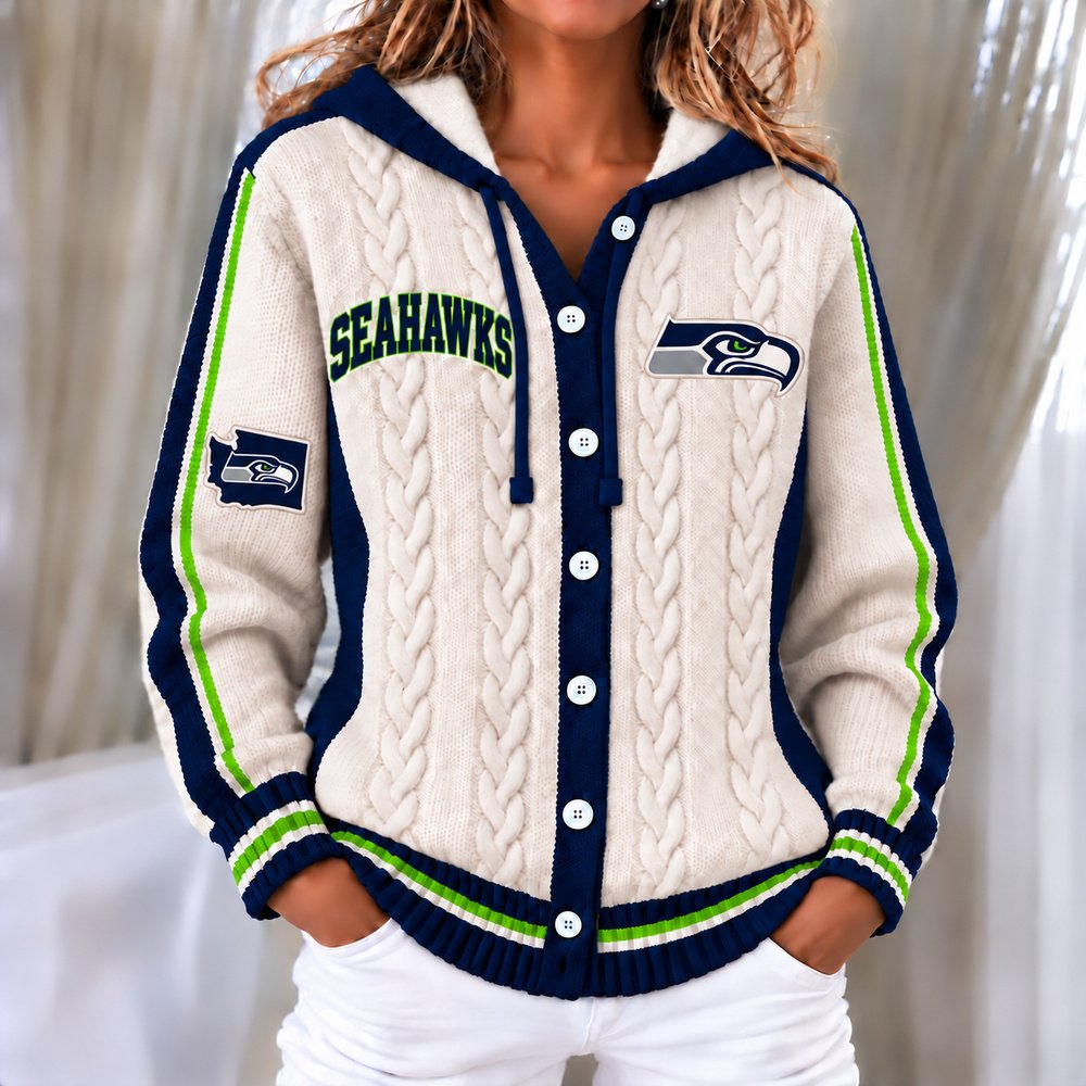 Seattle Seahawks Women's Hooded Button Sweatshirt NKS051