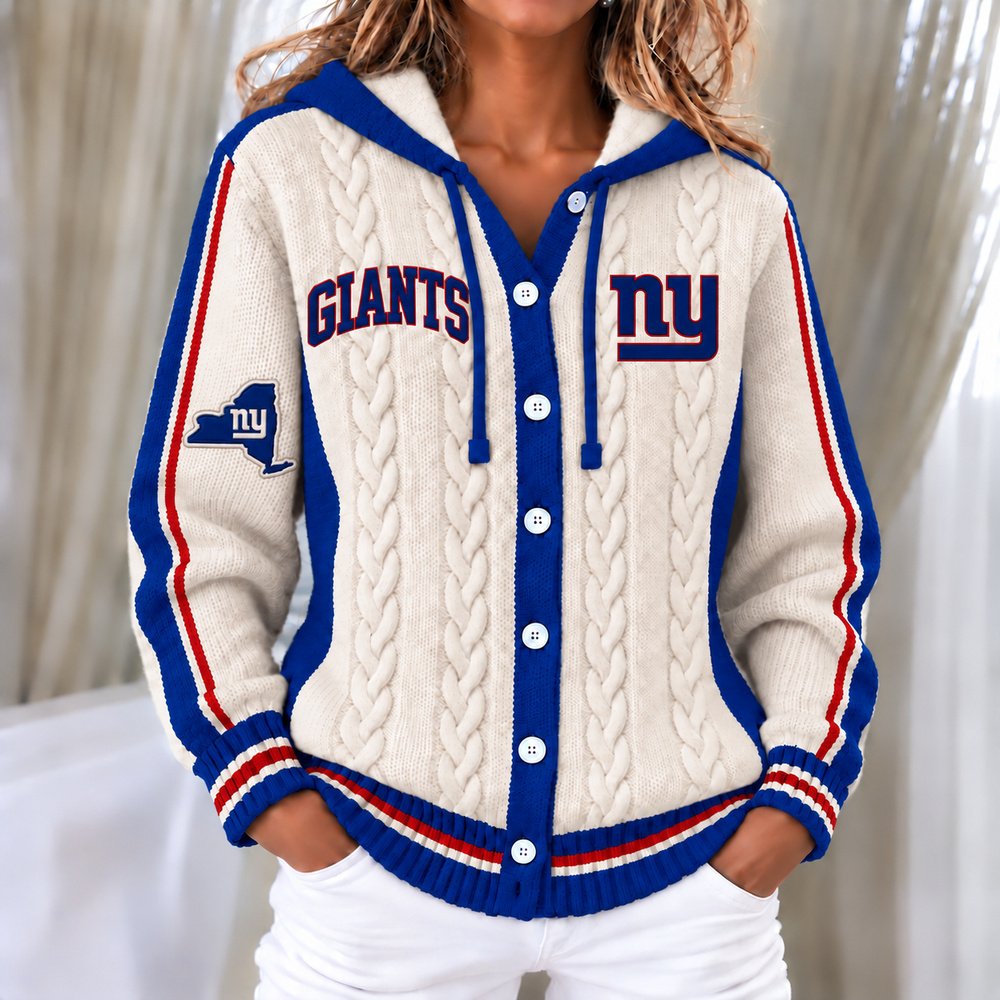 New York Giants Women's Hooded Button Sweatshirt NKS051