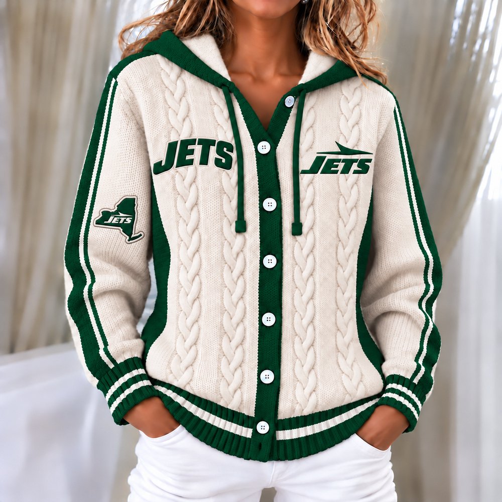 New York Jets Women's Hooded Button Sweatshirt NKS051